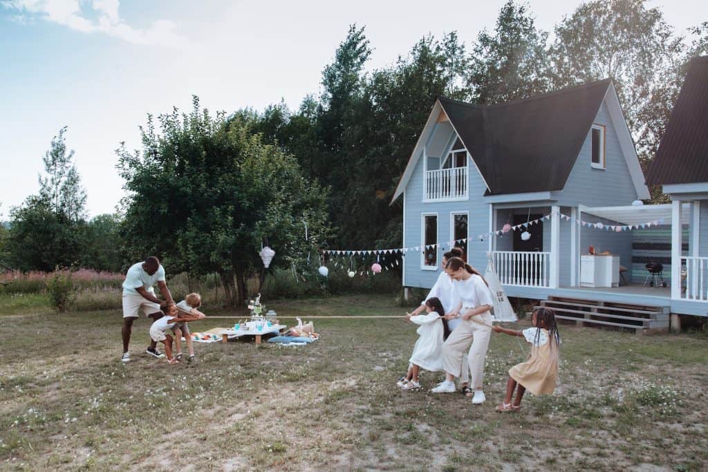 Family Playing Tug of War